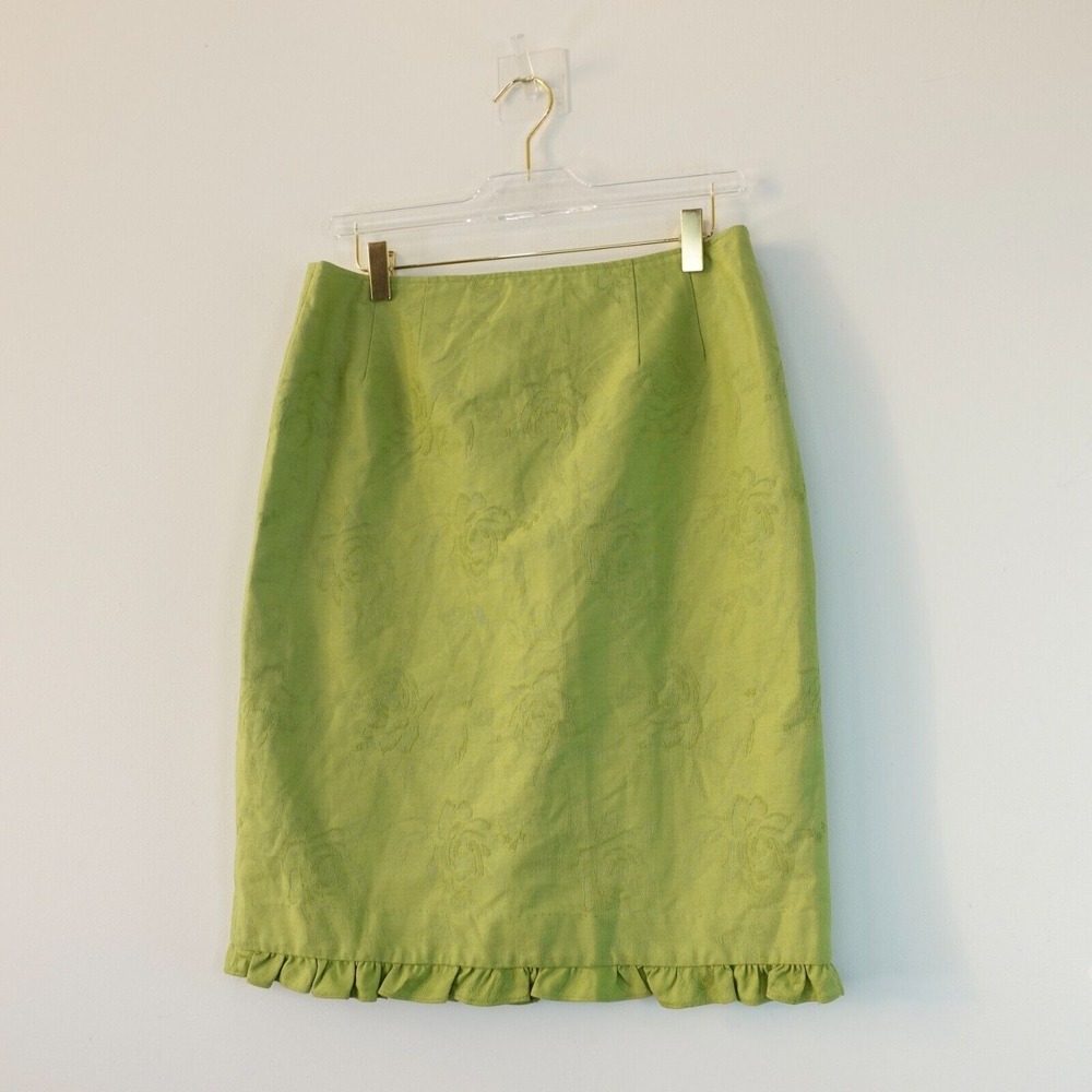 Y2K Fairycore Mini Skirt Womens S 10 Green Ruffled Whimsical Lime TERI JON